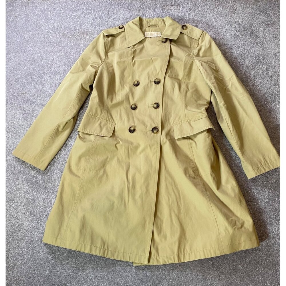 Michael Kors Trench Coat Beige Double-Breasted 39" Long Large